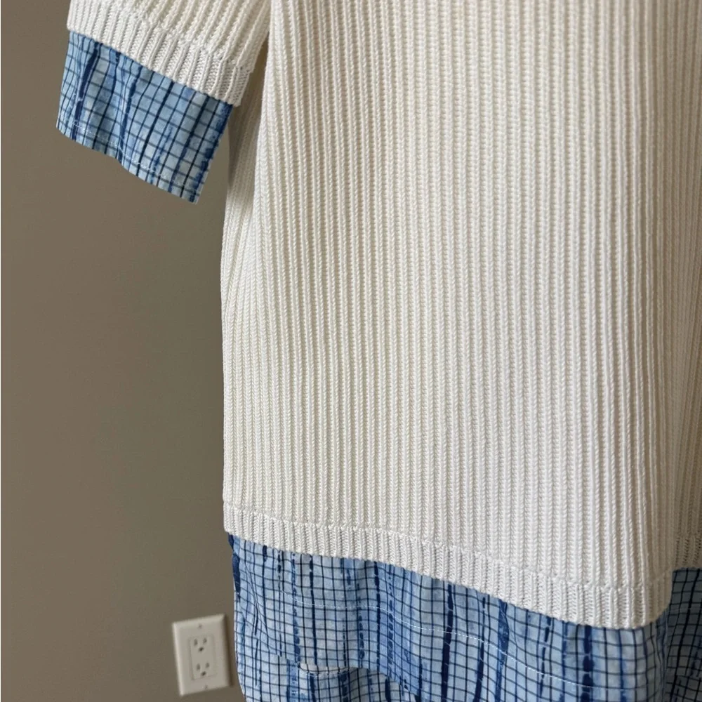 Tory Burch White and Blue Short Sleeve Tee